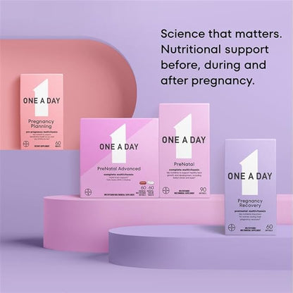 ONE A DAY Postnatal Complete Multivitamin for Post-Pregnancy with Folic Acid and Omega-3 DHA, 60 Count (Packaging May Vary)