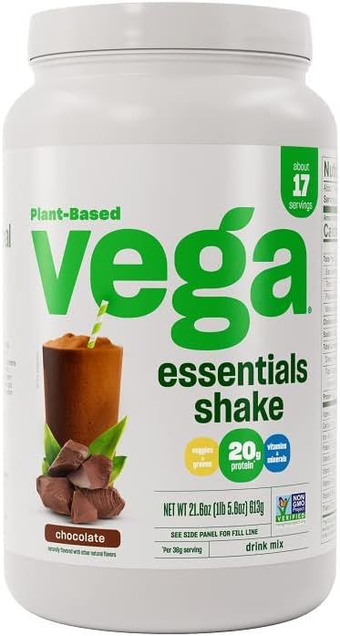 Vega Essentials Plant Based Protein Powder, Chocolate - Vegan, Superfood, Vitamins, Antioxidants, Keto, Low Carb, Dairy Free, Gluten Free, Pea Protein for Women & Men, 1.4 lbs (Packaging May Vary)