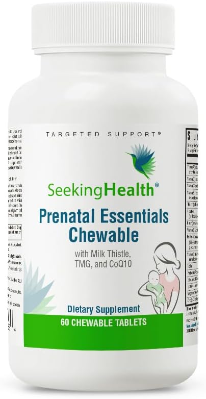 Seeking Health Prenatal Essentials Chewable - Prenatal Support Supplement with Riboflavin - Formula Supports Immune Health & Methylation - B12 Supplement to Support Genetic Development - 60 Tablets