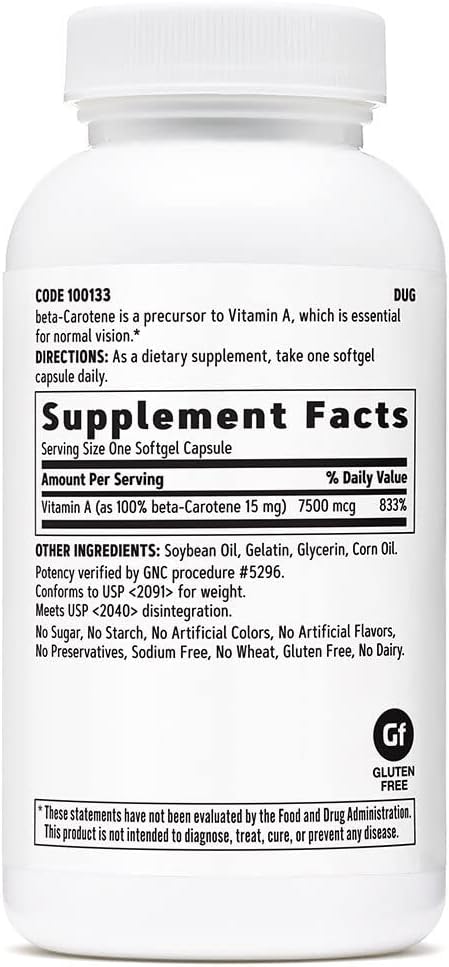 GNC beta-Carotene 15mg | A Precursor to Vitamin A which is Essential for Normal Vision | 360 Count