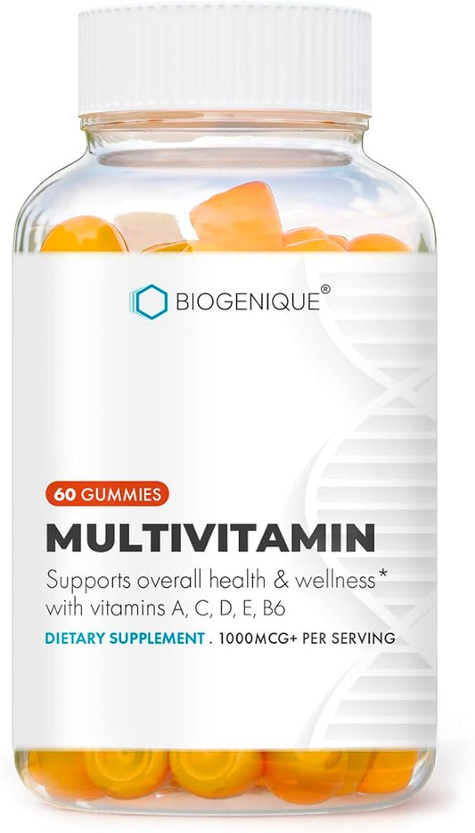Multivitamin Gummies for Adults, Vitamins A, C, D, E, B6 and B12, Support Energy, Immunity, Metabolism & Muscle Function 60 Gummies Natural Strawberry & Apple Flavor - Non-GMO, Gluten Free