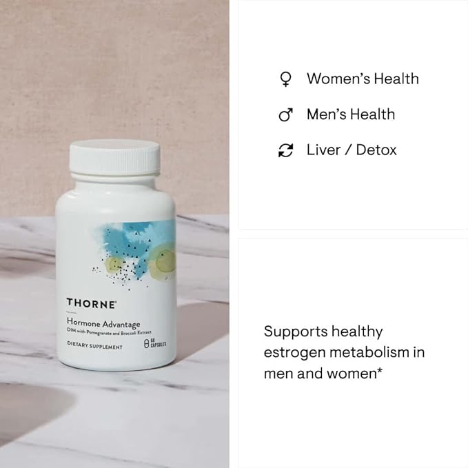 THORNE Hormone Advantage - (Formerly DIM Advantage) Estrogen Support & Hormone Balance for Men & Women - Featuring DIM and Pomegranate Extract - 60 Capsules