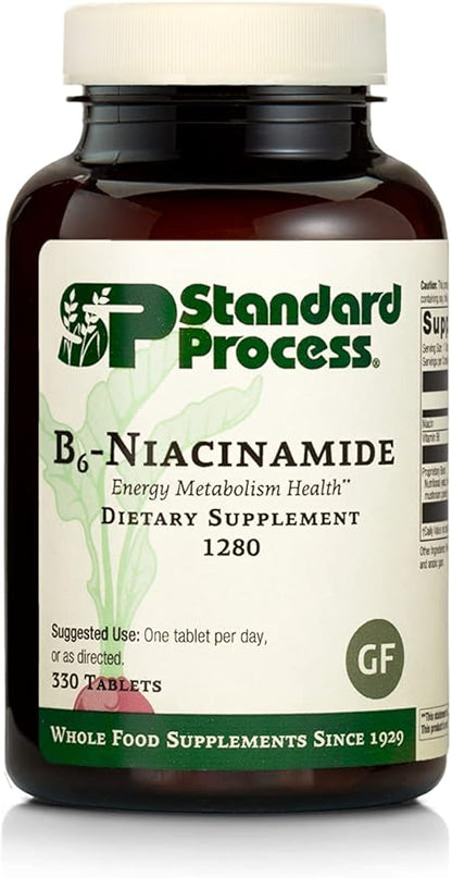 Standard Process B6-Niacinamide - Energy Metabolism, Heart Health, and Digestion Supplement with Vitamin B6, Niacin, Ascorbic Acid, Reishi Mushroom, Shiitake Mushroom, and More - 330 Tablets