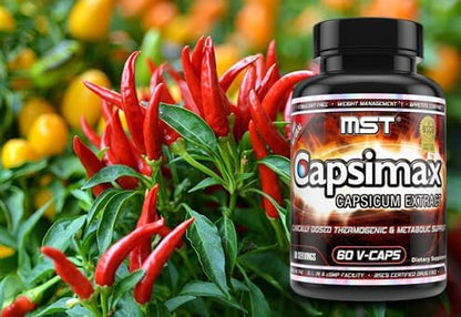 MST Capsimax Supplement 100mg V Capsules, 60 Servings Clinically Dosed Weight Management, Thermogenic, Appetite Control, Calorie Burning, Metabolic Health, Stimulant Free. BSCG Certified