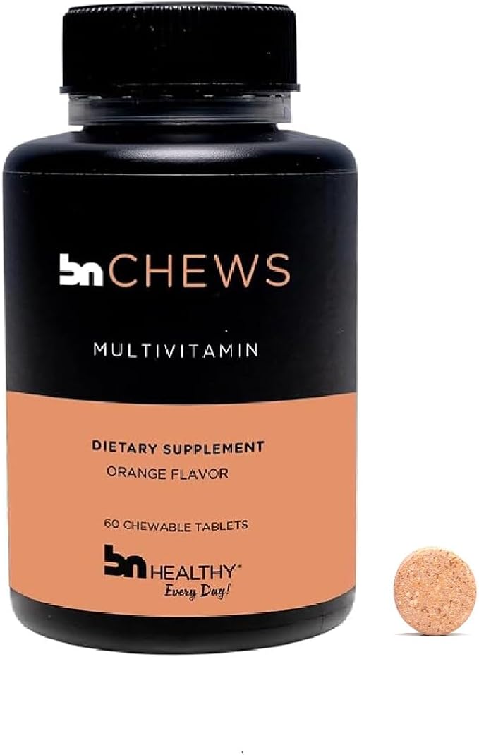 Orange Chewable Bariatric Multivitamin with Iron, 27 Essential Vitamins, Daily Multivitamin for Women Men, Gluten Free, Easy to Digest, 60 Tablets