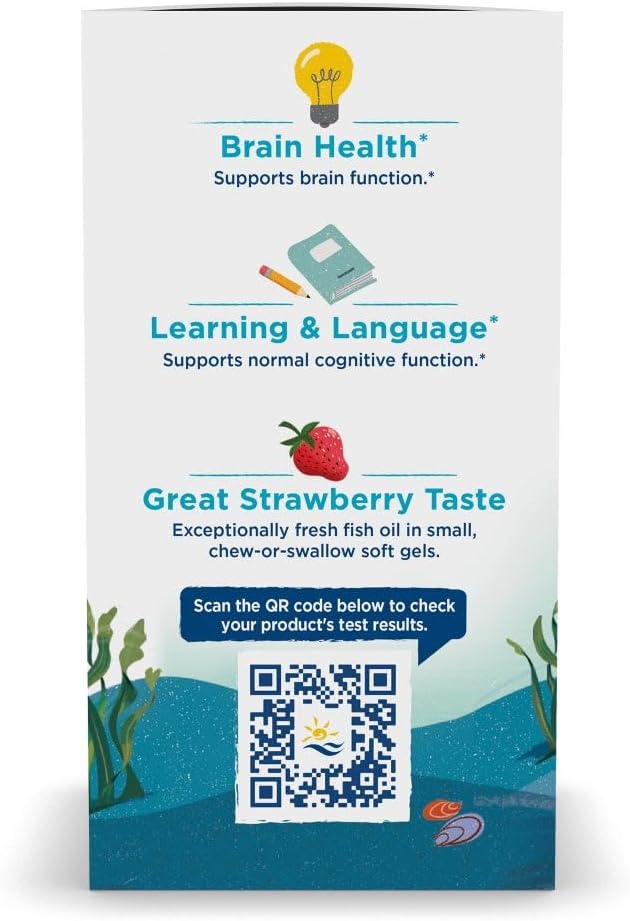 Nordic Naturals Ultimate Omega Jr., Strawberry - 90 Mini Soft Gels - 680 Total Omega-3s with EPA & DHA - Brain Health, Mood, Learning - Non-GMO - 45 Servings