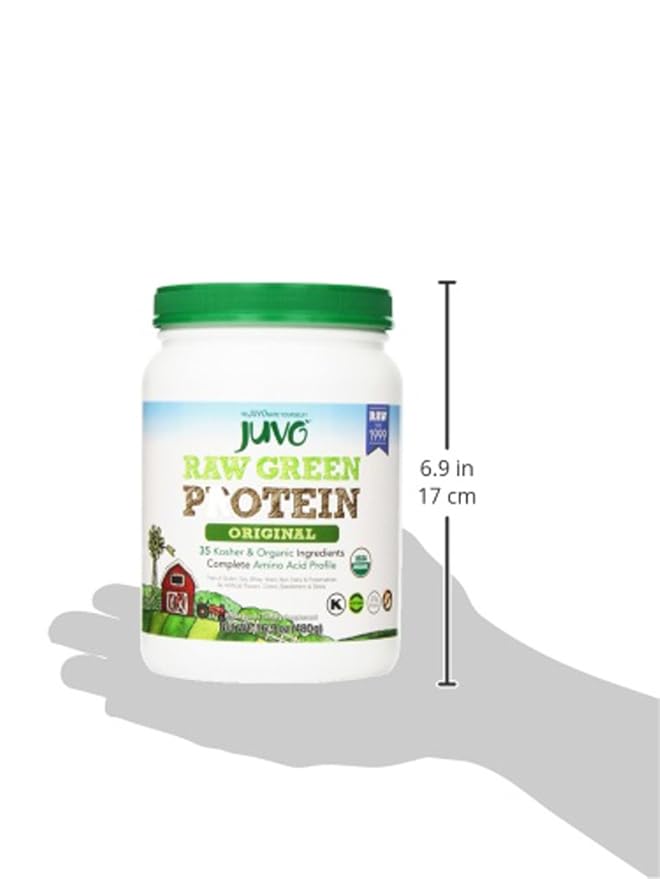 Juvo Raw Green Protein Organic, Vegan, Gluten Free, Non-GMO, Kosher, No Stevia, 23g of Protein, Complete Amino Acid Profile, 16.9 Ounce