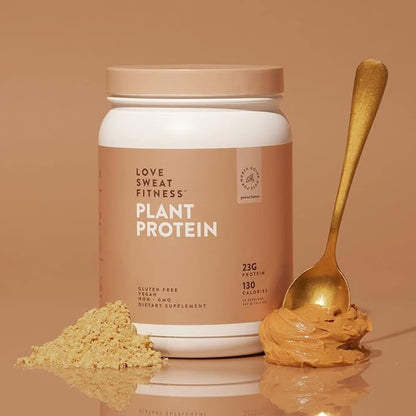 Love Sweat Fitness Organic Vegan Protein Powder, Peanut Butter - 23g Protein, 14 Servings, Plant Based, Gluten Free, Non-GMO