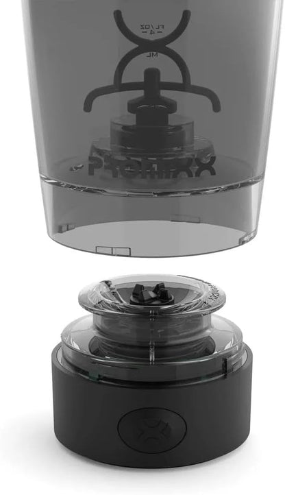 Promixx Charge Shaker Bottle - Device-charging Vortex Mixer with Supplement Storage, Easy-to-clean Tritan Cup (20oz | Black)