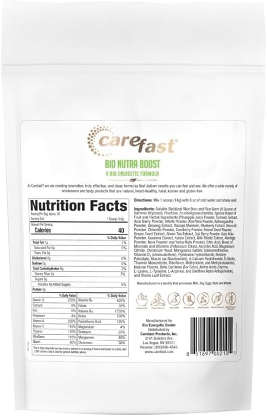 CAREFAST® Bio Nutra Boost™ | Nutritional Drink Mix for Mind and Body | Enhanced Well-Being and Daily Health Support | Over 55 Whole Food Nutrients with 120+ Vitamins, Minerals, and Antioxidants