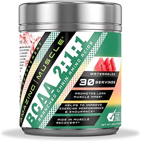 BCAA 2:1:1 Branched Chain Amino Acids Supplement | 6000 Mg Per Serving | 30 Servings | Watermelon Flavor