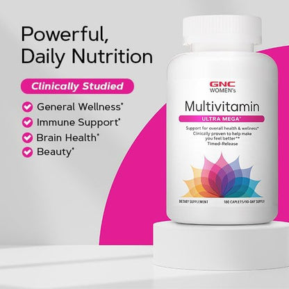 GNC Women's Ultra Mega Multivitamin | Supports Overall Health and Wellness in Women | Clinically Proven to Make You Feel Better | Timed-Release | 90 Count