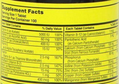 Nature's Blend NAT B MULTIVITAMIN & MIN TB, Assorted, 100 Count