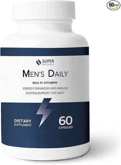 Super Naturals Men's Daily Multivitamin Energy Enhancer and Immune System Support for Men (60 Capsules, 30 Day Supply)
