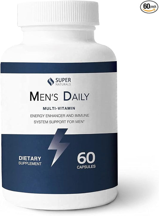 Super Naturals Men's Daily Multivitamin Energy Enhancer and Immune System Support for Men (60 Capsules, 30 Day Supply)