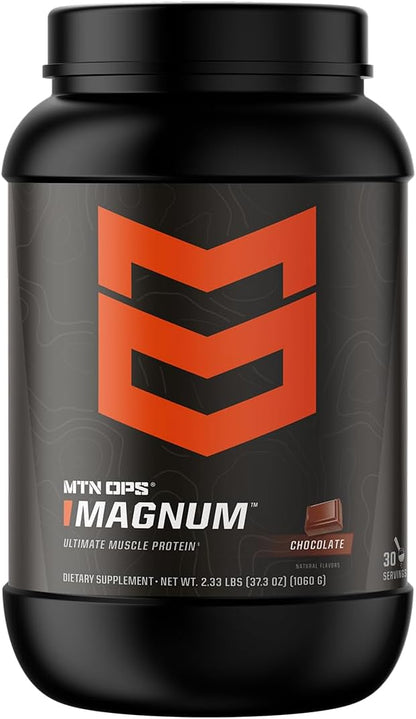 MTN OPS Magnum Chocolate Protein Powder, 23g of Whey Isolate Protein & Milk Protein with BCAAs, Zero Sugar & Gluten Free 30-Serving Tub