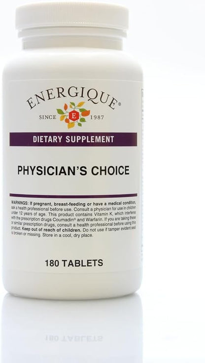 Physican's Choice multivitamin Providing Optimal doses of Essential Vitamins and Minerals.