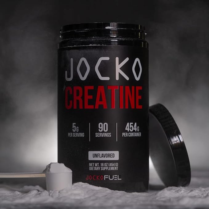 Jocko Fuel Creatine Monohydrate Powder - Creatine for Men & Women, Supplement for Athletic Performance & Muscle Health, 90 Servings 16 oz (Unflavored) (16 OZ JAR)