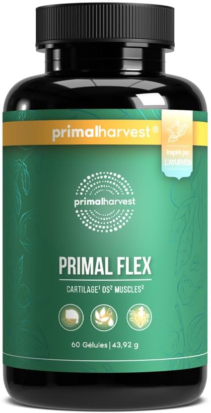 Primal Harvest, Primal Flex Joint Supplement with Collagen, Turmeric, Boswellia and Ashwagandha (60 Count) 1 Pack