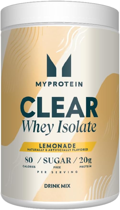 Myprotein Clear Whey Isolate Protein Powder, 1.1 Lb (20 Servings) Lemonade, 20g Protein per Serving, Naturally Flavored Drink Mix