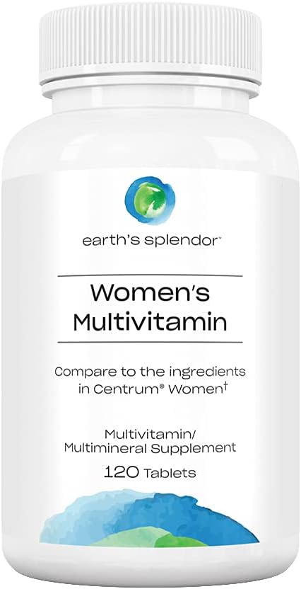 Earth's Splendor Women's Multivitamin, Overall Wellness Support, Multimineral Supplements, Helps Support Metabolism, Vitamin B12, Vitamin A, C, D, E, K, B6, Biotin (120 Immune Support Tablets)
