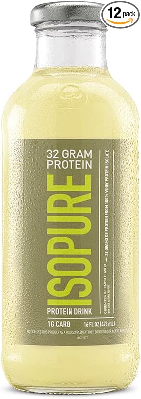Isopure Zero Carb 32g Protein Ready-to-Drink, Whey Protein Isolate, Green Tea, 16 Fl Oz (12 Bottles)