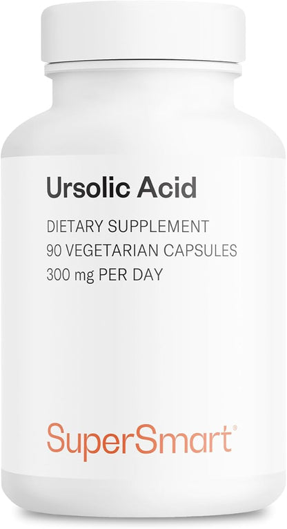 Supersmart - Ursolic Acid 300mg per Day (Well-Tolerated) - Rosemary Leaf Extract Supplement | Non-GMO & Gluten Free - 90 Vegetarian Capsules