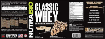 NutraBio Classic Whey Protein Powder- 25G Protein Per Scoop -No Fillers, Artificial Colors, Preservatives - Low Glycemic Index - (Chocolate Peanut Butter, 5 Pounds)