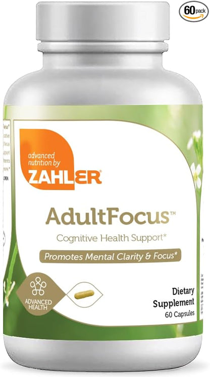 Zahler AdultFocus, Advanced Formula to Support Focus and Concentration, Certified Kosher, 60 Capsules