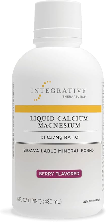 Integrative Therapeutics Liquid Calcium Magnesium - 1:1 Calcium to Magnesium Ratio - Mineral Supplement with Vitamin D3 - Bone Health Supplement for Men and Women* - 16 fl oz, Berry Flavored