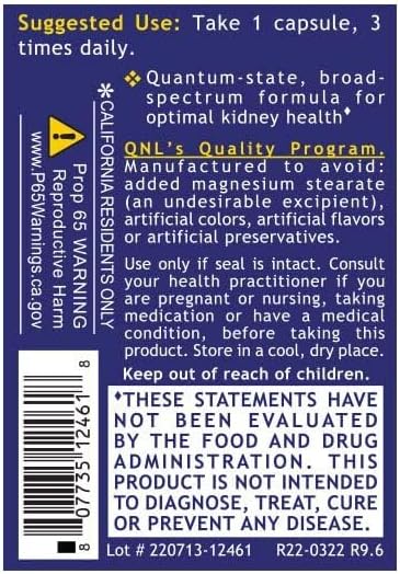 Quantum Nutrition Labs Kidney Support - Kidney Health Supplement, Kidney Support Supplement, Kidney Vitamins for Men and Women with Cranberry, Rhodiola Rosea, and Parsley - 60 Vegetarian Capsules