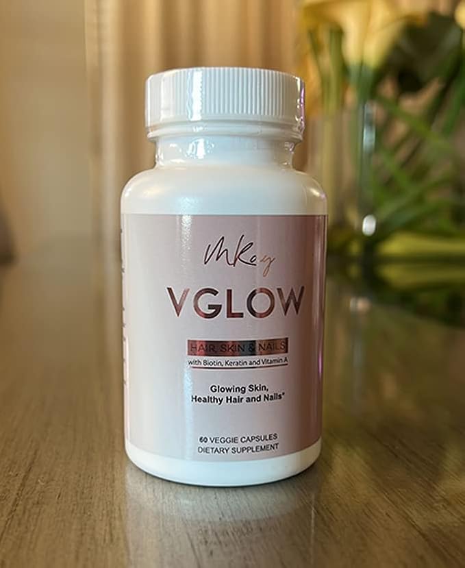 Marwa Kadi VGlow Hair Skin & Nails Vitamin for Supporting Healthy Hair and Nails Multivitamin & Vegan Dietary Supplement, Gluten Free, 60 Tablets