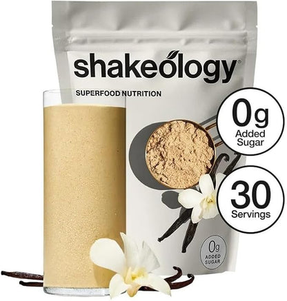 Shakeology 0g Added Sugar Vegan Protein Powder - Gluten Free, Superfood Protein Shake - Helps Support Healthy Weight Loss, Lean Muscle Support, Manage Effects of Stress, Vanilla - 30 Servings