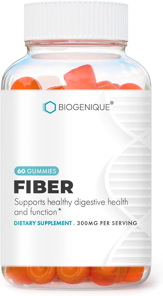 Fiber Gummies, Digestive Health & Regularity Support, Dietary Fiber 300mg60 Gummies Natural Strawberry Flavor - Vegan, Non-GMO, Gluten Free, Fiber Pectin Gummies Supplement