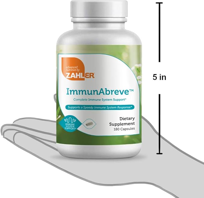 Zahler ImmunAbreve, Powerful Immune System Support, Contains Vitamin C Pantothenic Acid Echinacea and More, Certified Kosher (180 Capsules)