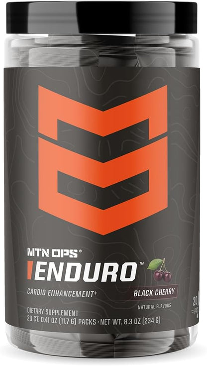 MTN OPS Enduro Trail Packs Nitric Oxide Supplement & Stim-Free Pre Workout - 20 Servings - with Magnesium Citrate, Beet Root Powder, Niacinamide, L Arginine & L Citrulline - Black Cherry Flavor