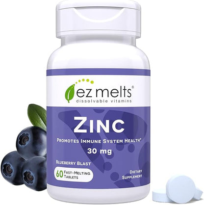 EZ Melts Dissolvable Zinc Supplement 30 mg, Sugar-Free, 2-Month Supply