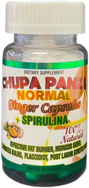 Chupa Panza Normal 30 Cap 100 Natural Capsulas de Jengibre, Elimina Tallas!,30 Count (Pack of 1)