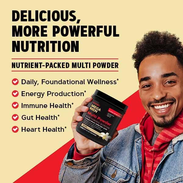 GNC Mega Men Multi Powder - Vanilla | Supports Overall Men’s Wellness, Heart Health, Energy Production | 30 Servings