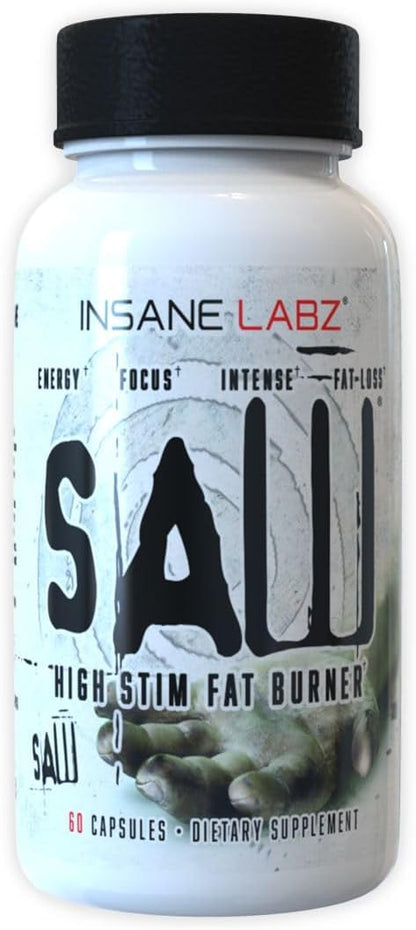 Insane Labz Saw®, High Potency Fat Burner, Thermogenic Weight Loss Supplement and Appetite Suppressant with L-Tyrosine, Yerba Mate, GABA and Alpha Yohimbine, 60 Srvgs
