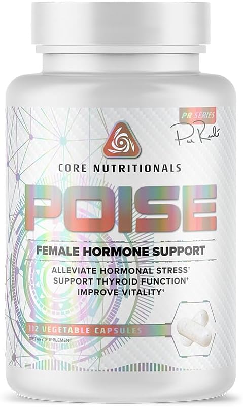 Core Nutritionals Poise Female Hormone,Thyroid, and Stress Support, Minerals and Herbs to Relieve Menstrual Symptoms 112 Capsules