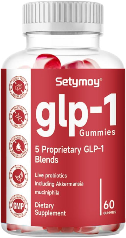 GLP-1 Supplement Gummies with Akkermansia Probiotic, Berberine, GLP 1 Probiotic Gummy for Women and Men 60 Gummies
