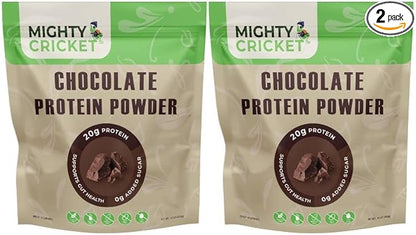 Mighty Cricket Protein Powder. 20g Clean Prebiotic Cricket Protein. No Sugar, Low Carbs, Gluten & Dairy Free. Keto & Paleo, 100% Natural Ingredients. Chocolate, 1 lb (Pack of 2)