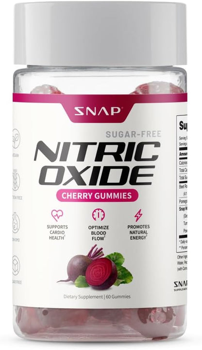 Snap Supplements Nitric Oxide Beet Root Gummies - Support Healthy Blood Circulation, 60 Gummies