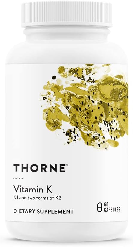 THORNE Vitamin K (Formerly 3-K Complete) - Vitamins K1 and K2 (as MK-4 and MK-7) - Supports Strong Bones - 60 Capsules