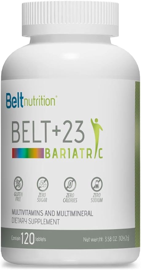 Belt +23 Bariatric Multivitamin and Multimineral Tables (Gastric Bypass, Sleeve Gastrectomy) with Iron - No Flavor - 1 Month Supply