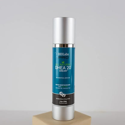 BIOLABS PRO All Natural Bioidentical 20mg Dhea Cream - Three Month Supply - for Men or Women - (Unscented - 3.6oz)