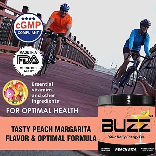 Morning Buzz Energy Drink Powder - Energy Boost Drink Mix - Sugar-Free Energy with Antioxidants - Morning Kickstart and Sports Nutrition Endurance Product - 30 Servings, Peach Rita, 8 Ounces