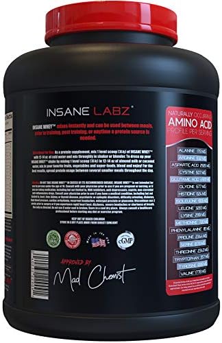 Insane Labz Insane Whey,100% Muscle Building Whey Protein, Post Workout, BCAA Amino Profile, Mass Gainer, Meal Replacement, 5lbs, 60 Srvgs (Packaging May Vary) (Chocolate Peanut Butter)