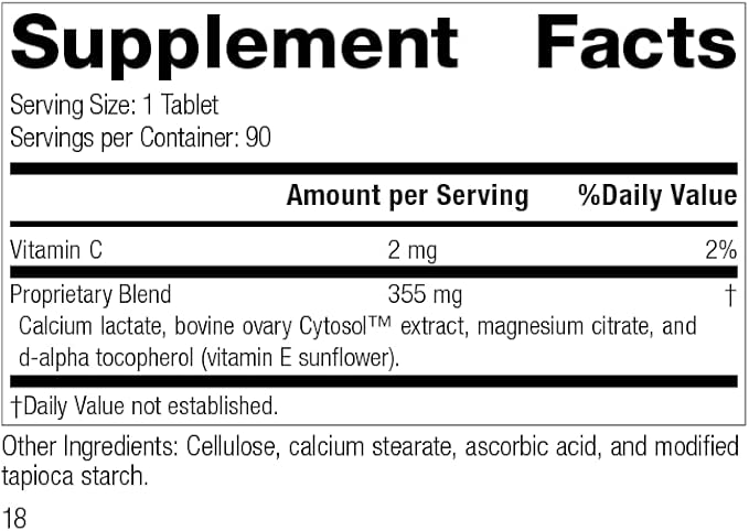 Standard Process Ovex - Whole Food Women's Health Supplement with Calcium Lactate, Magnesium Citrate, and Vitamin C - Gluten Free - 90 Tablets